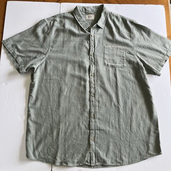 Marine Layer Cotton Mens Green Lance Short Sleeve Button Down Shirt Pocket XXL - Picture 3 of 9